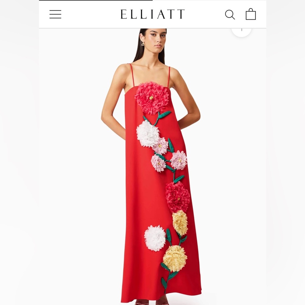 Elliatt Buttercup Embroidered Maxi Dress In Red. Worn once. Size small